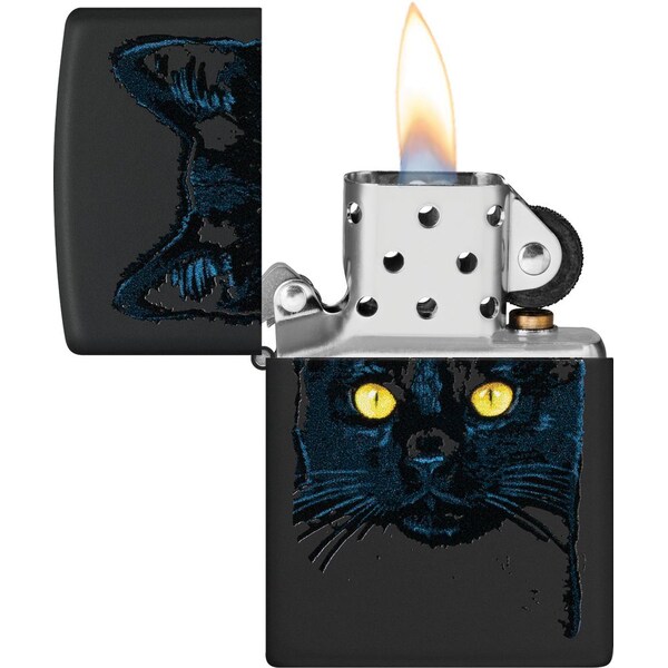 2022N Zippo Price Fighter 218 -Black Cat Design Black Matte